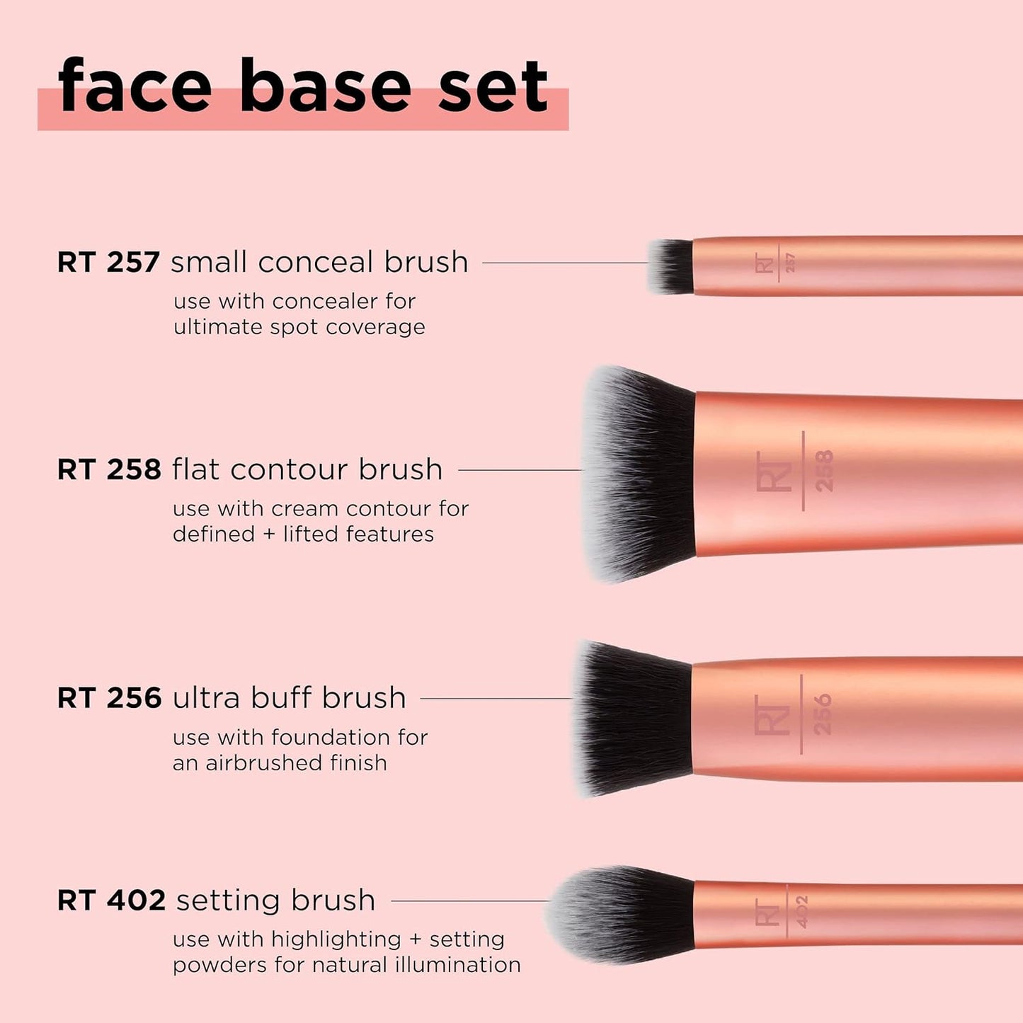4 Piece Face Base Makeup Brush Set