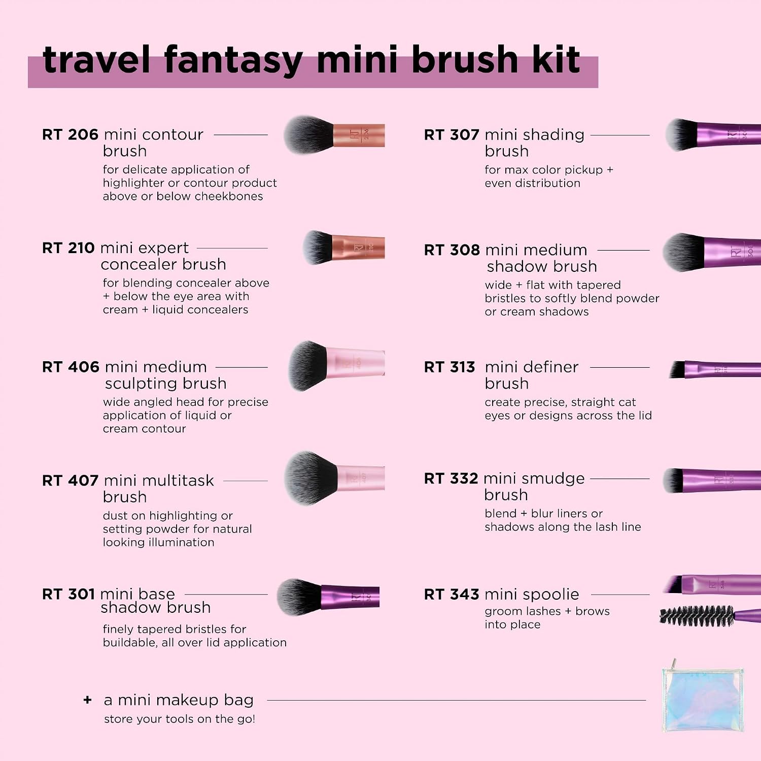 11-Piece Travel Fantasy Mini Brush Kit