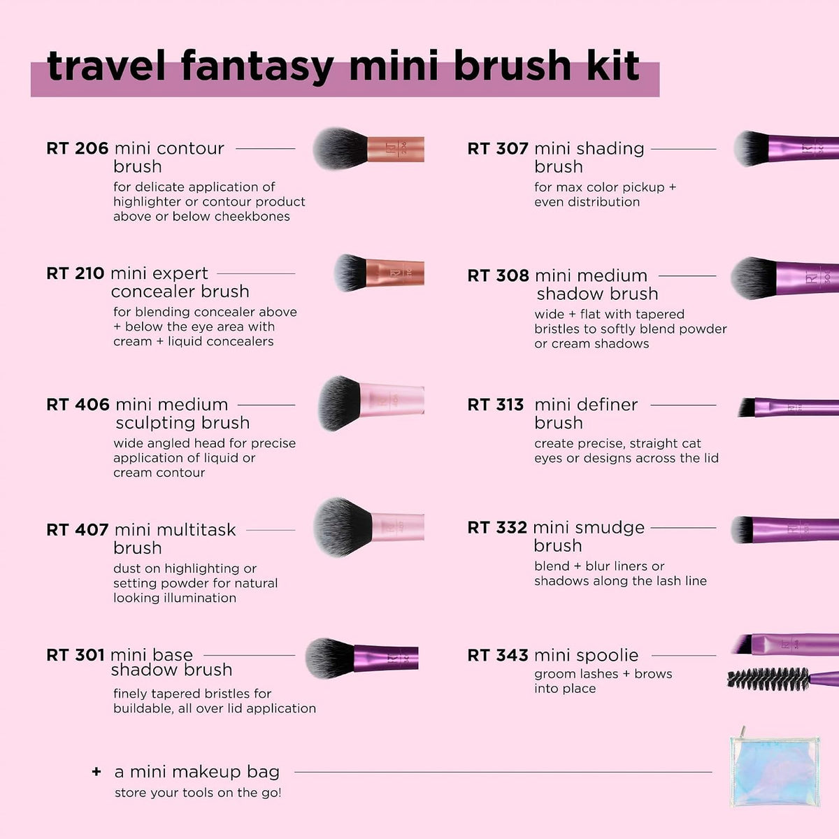 11-Piece Travel Fantasy Mini Brush Kit