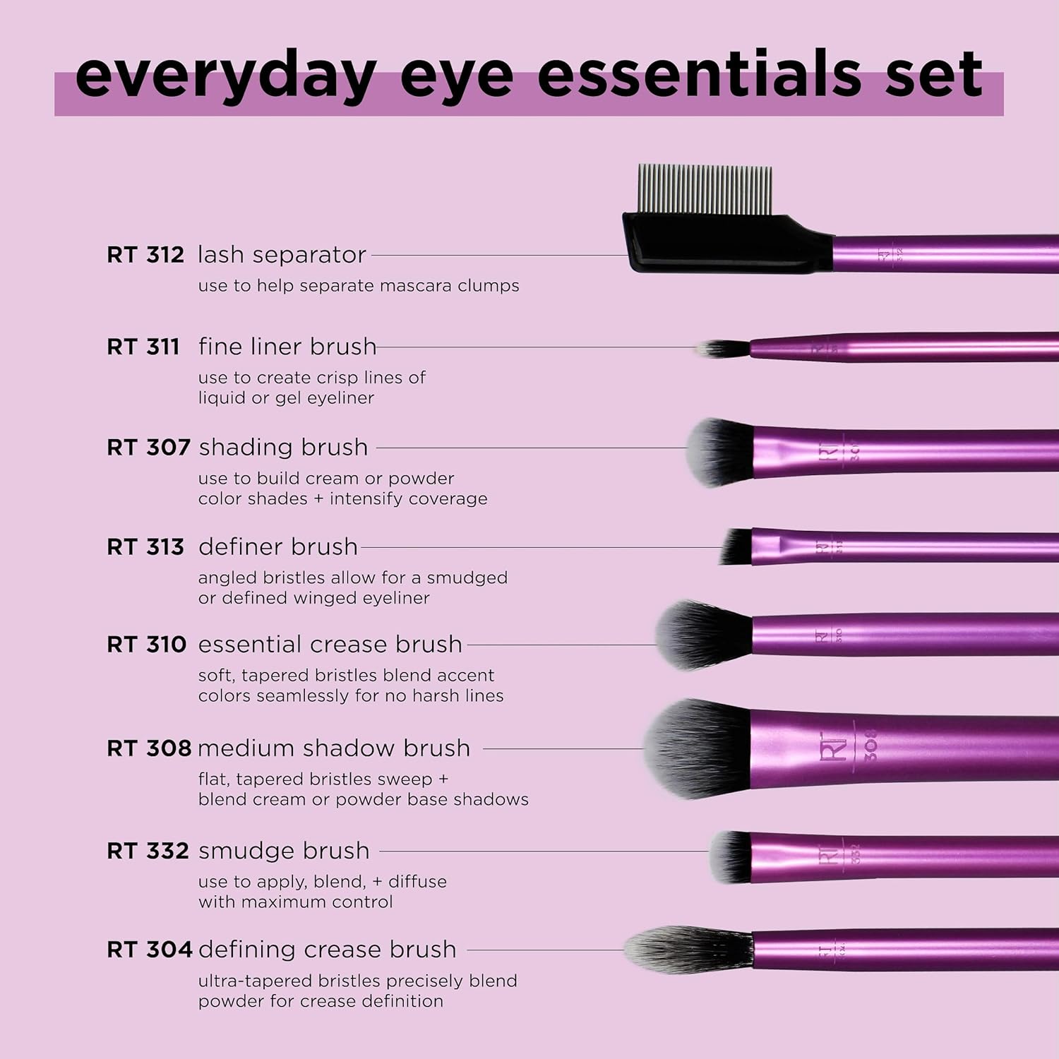 Juego de brochas de maquillaje Everyday Eye Essentials de 8 piezas