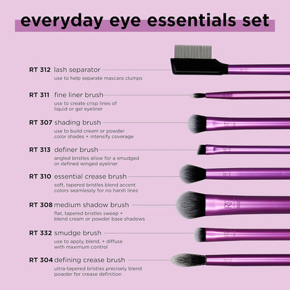 Juego de brochas de maquillaje Everyday Eye Essentials de 8 piezas