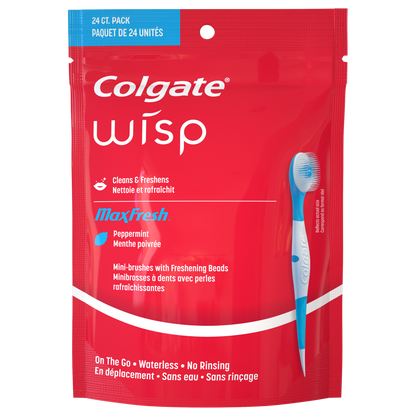 Colgate Max Fresh Wisp Disposable Mini Travel Toothbrushes 24u