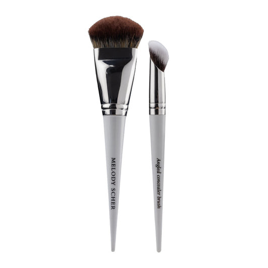 Duo Angled Foundation Brush +  Angled Concealer Brush
