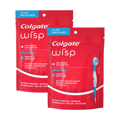 Colgate Max Fresh Wisp Disposable Mini Travel Toothbrushes 24u