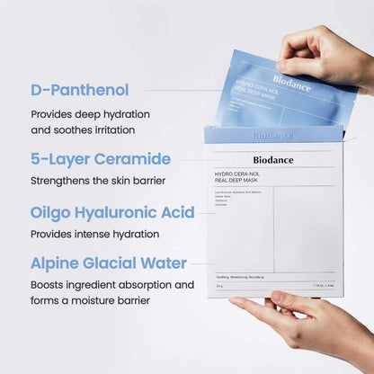 Hydro Cera-nol Real Deep Mask for Dryness Relief & Redness Soothing (4u)
